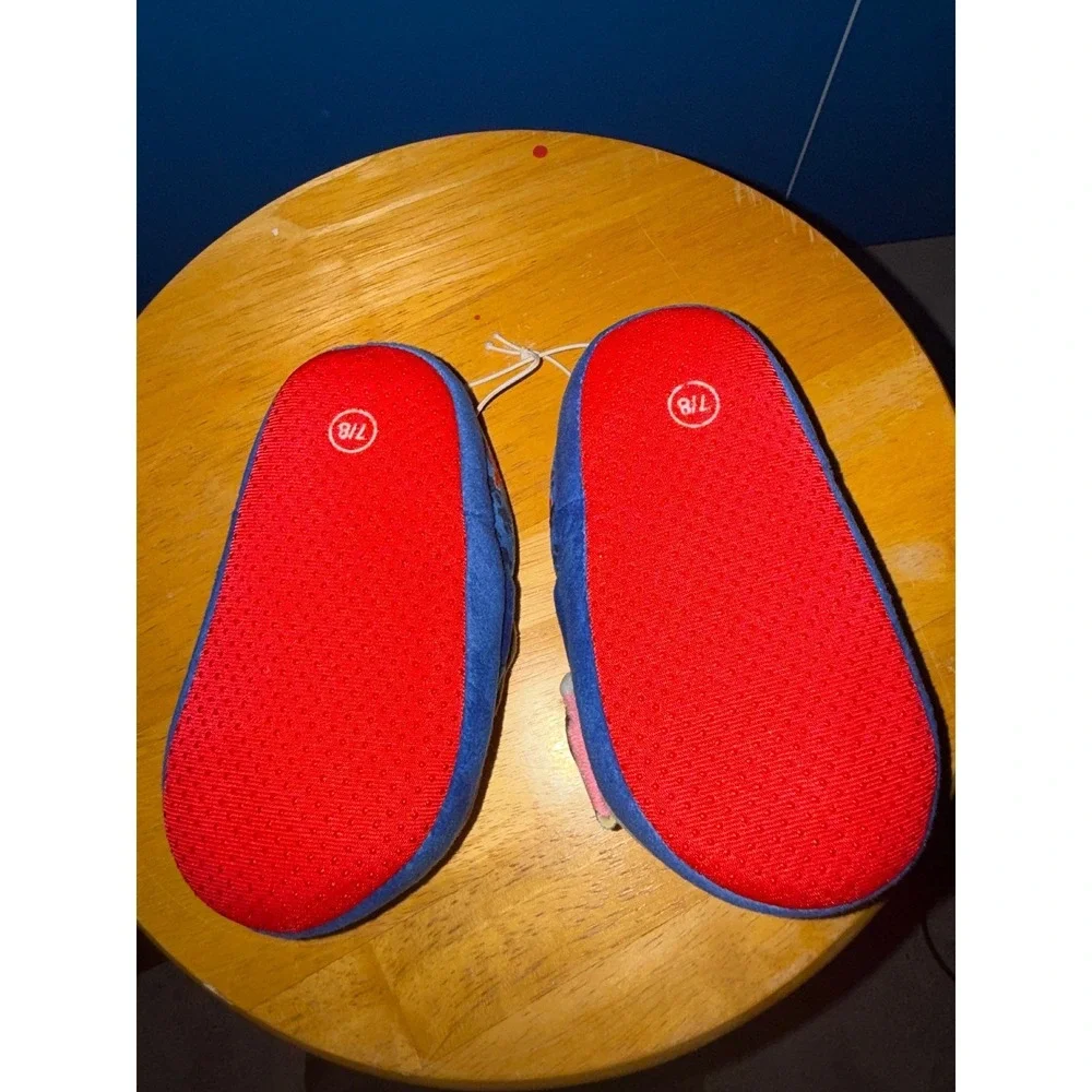 Paw Patrol Chase Marshall Toddler Slippers Blue Red Size 7/8 Plush House Shoes